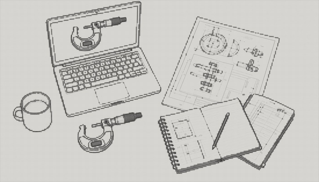 Engineering workspace flat lay with calipers, micrometre and CAD on a laptop